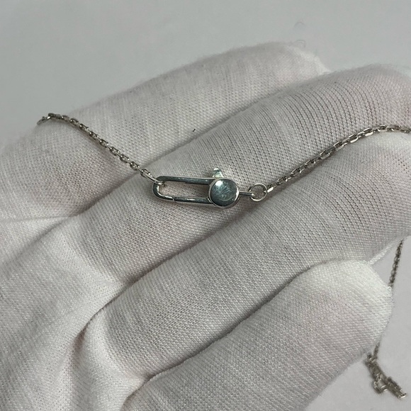 Authentic Gucci Square Plate Tag Pendant 925 Silver Necklace Signature Clasp - Picture 11 of 14